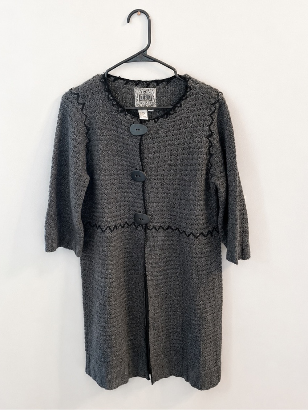 Curio by Anthropologie long gray sweater cardigan duster sz large EXCELLENT Fall